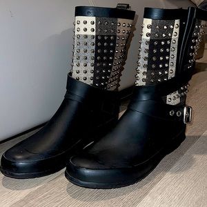 Burberry Black Studded Rain Boot -Mid Size